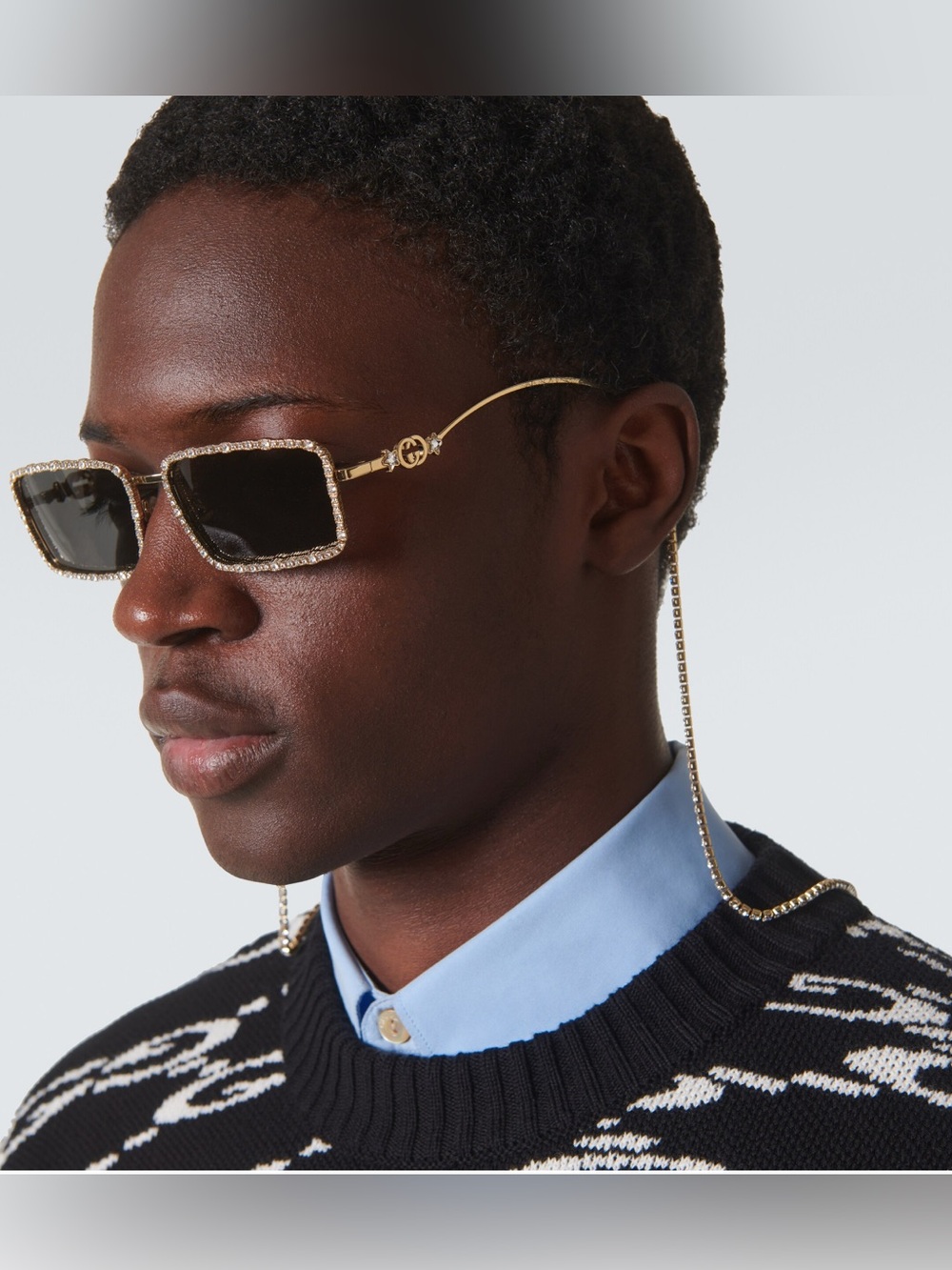 $1,600 Gucci crystal-embellished rectangle-frame glasses unisex